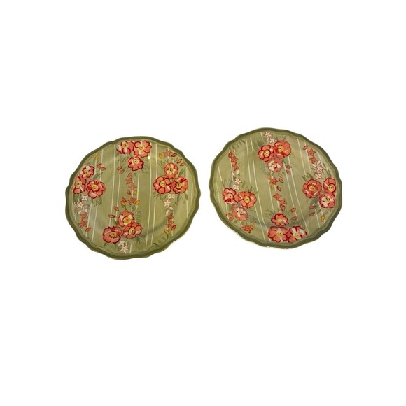 Two Pier 1 Imports Audrey Patterned. Hand Painted Earthenware Salad Plates 8.5” - Picture 4 of 6